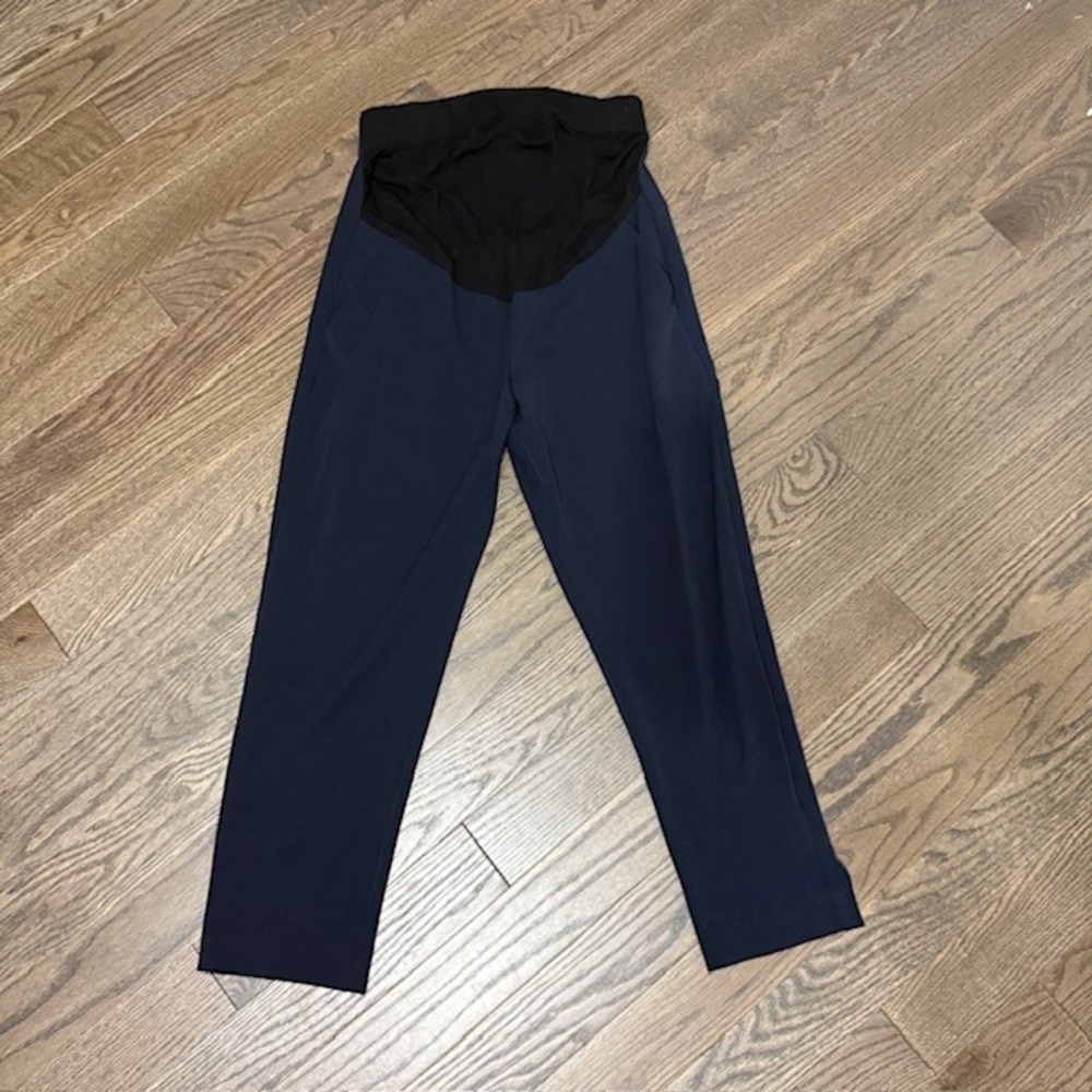 Seraphine The Work Edit Maternity Trousers Navy Blue Over Bump Pants US 6